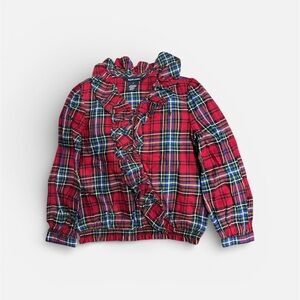 Ralph Lauren Red Plaid Ruffle Blouse Girls Size 6